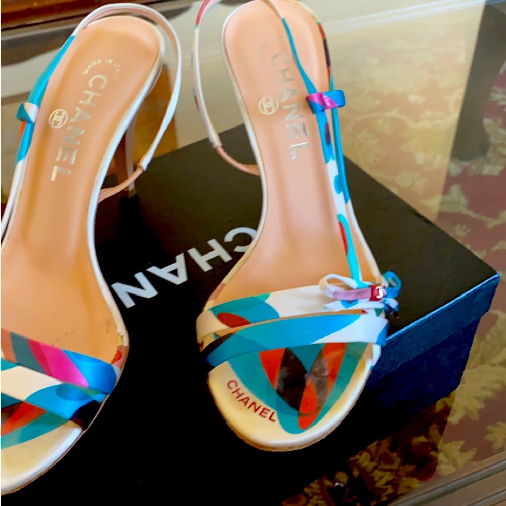 Channel sandals.